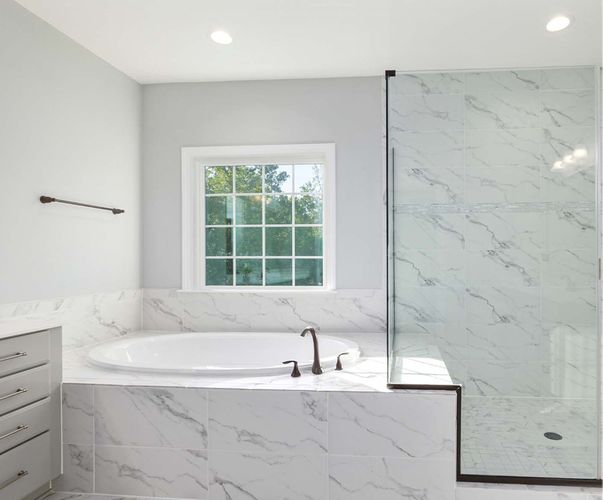 modern marble shower and bath