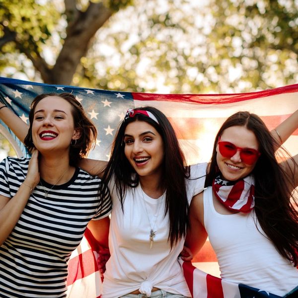 girls celebrating 4th of July