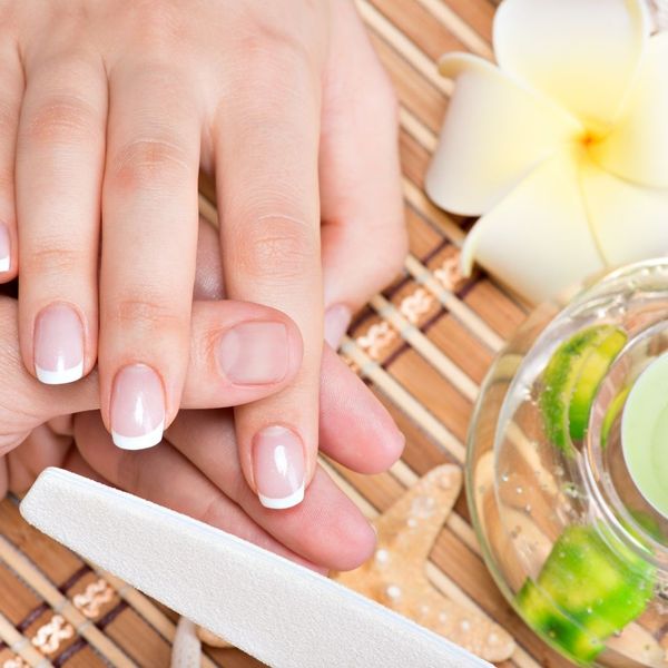 woman showing off her manicure