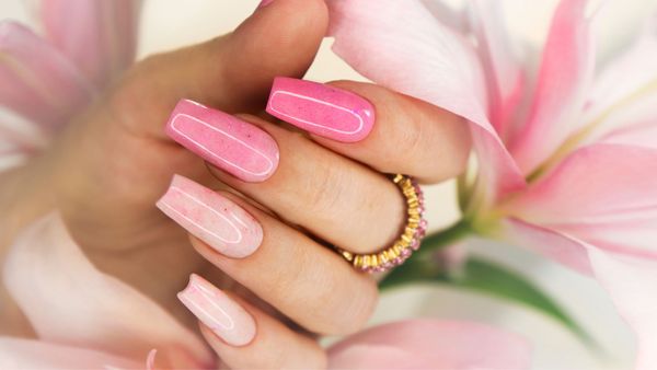 Pink acrylic nail set  