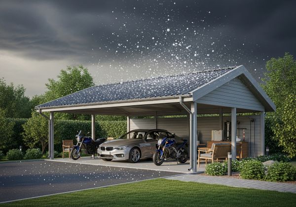 Carport protecting vehicles from hail