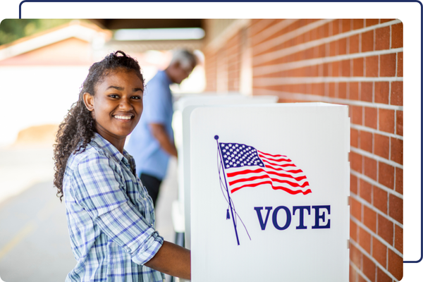 Young women voting