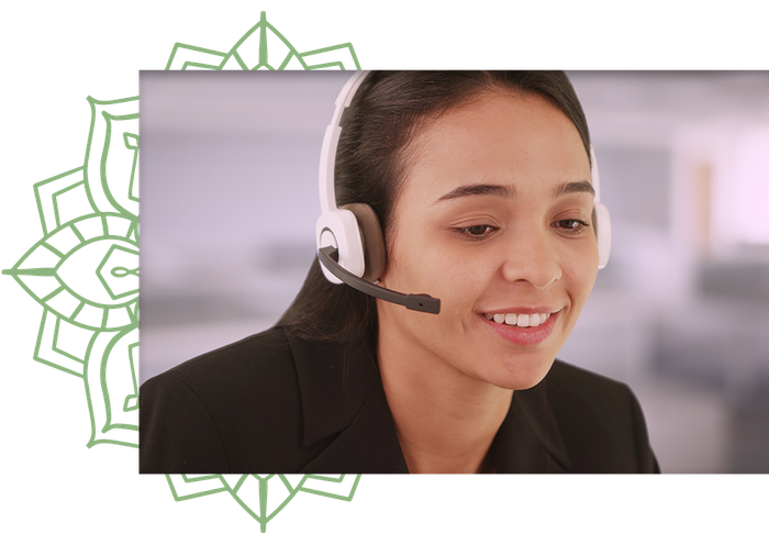 Image of a woman with a phone headset