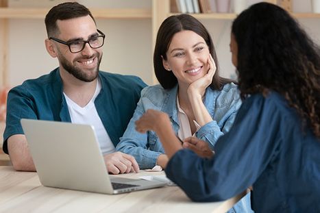 happy couple in a consultation