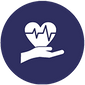 Icon of a heart in a person's hand