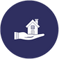 Icon of a house being held in a hand