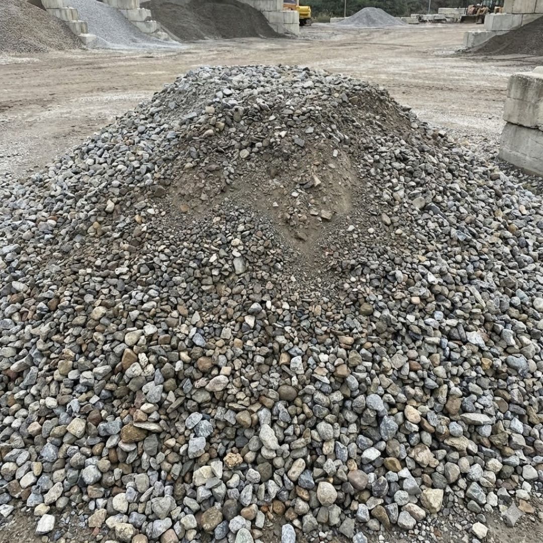 Large pile of mixed gravel and dirt.