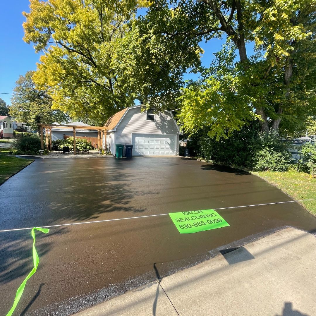 A large sealcoated driveway