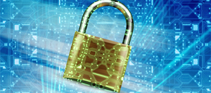 An image of a lock with a digital background.