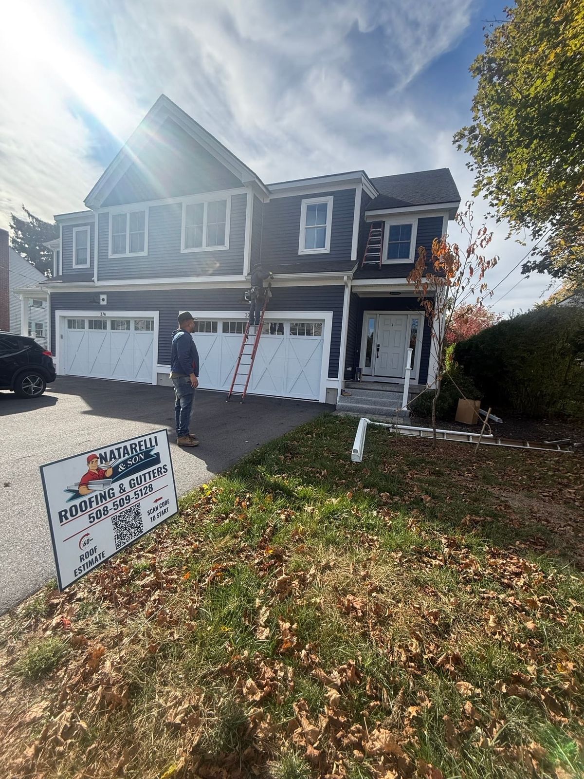 6 inch gutter install with gutter guards Natick, MA