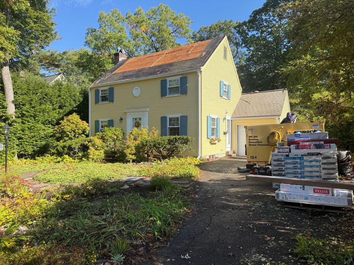 New architectural roof in process by Natarelli & Son Roofing and Gutters