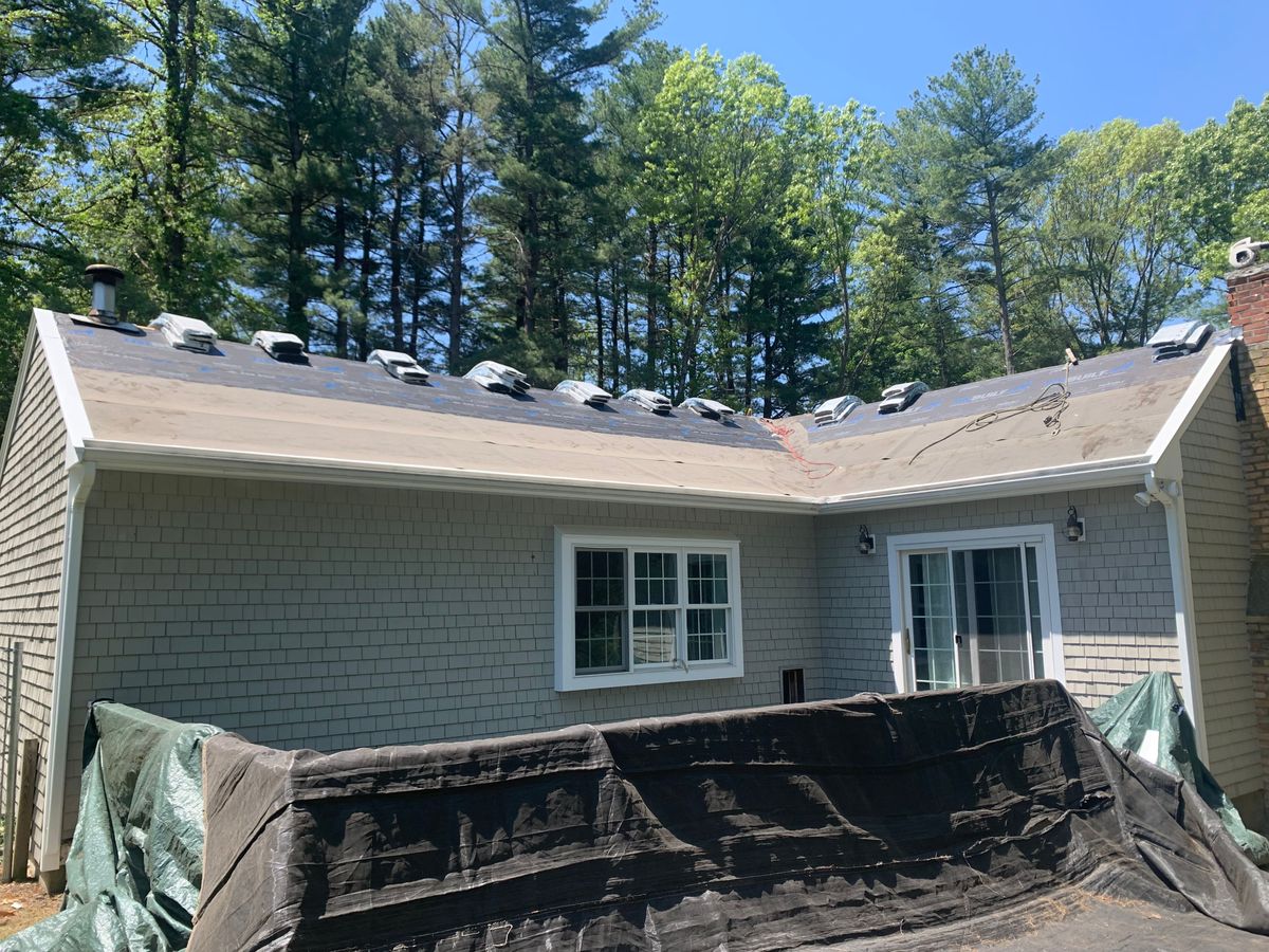 Roof Installation with ice&water shield, roof decking, underlayment in Framingham, MA