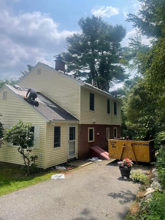 Roof replacement in progess by Natarelli & Son Roofing and Gutters in Framingham MA