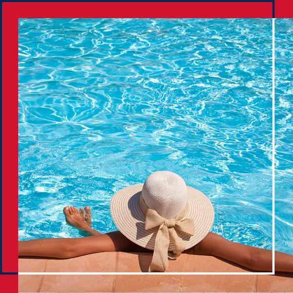 woman relaxing in pool