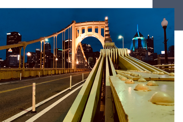 A yellow bridge in Pittsburgh