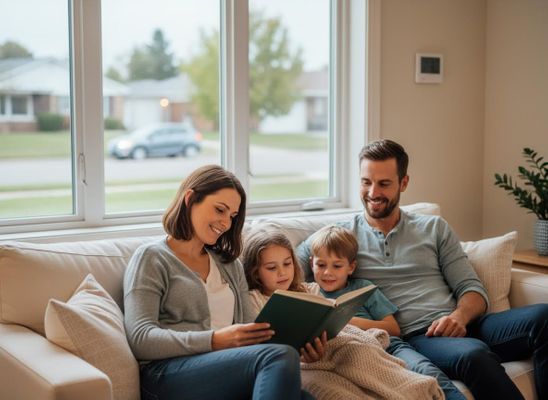 Family Reading a Book Together