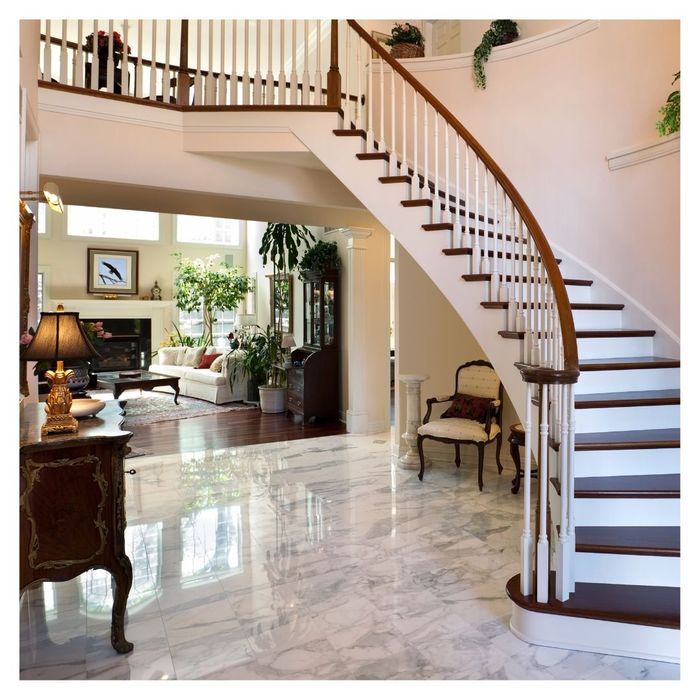 entryway with marble epoxy floor