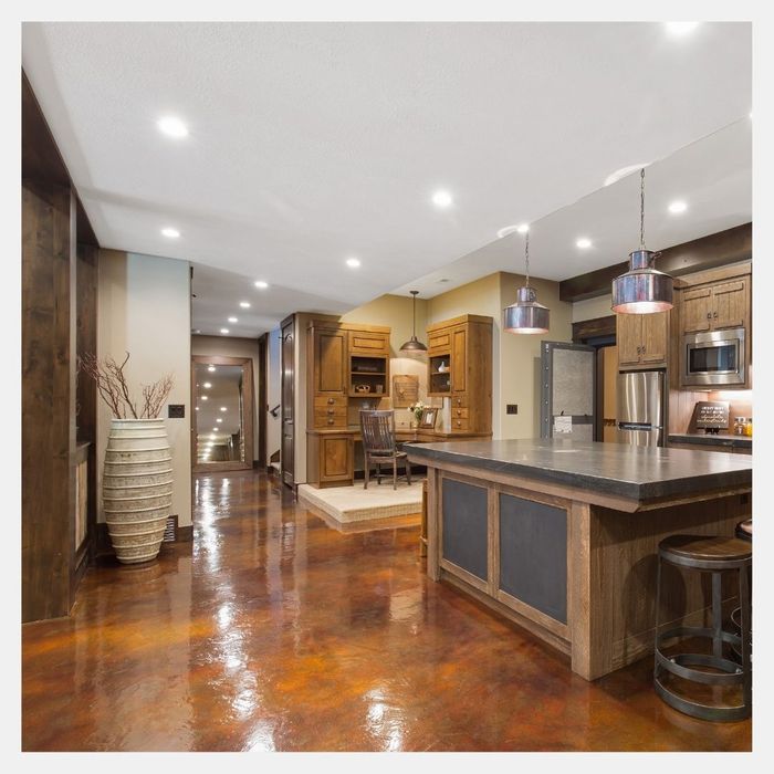 kitchen with epoxy coated flooring