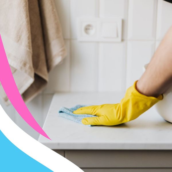 cleaning a bathroom counter cleaning a bathroom counter