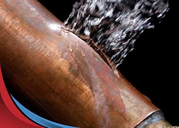 image of a burst water pipe