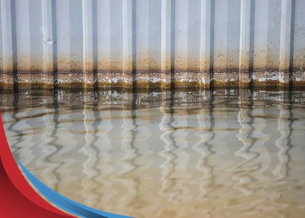 flooded metal wall