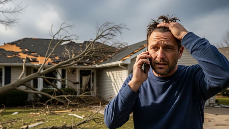 man upset after storm on the phone 