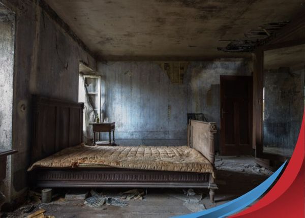 badly fire damiaged room