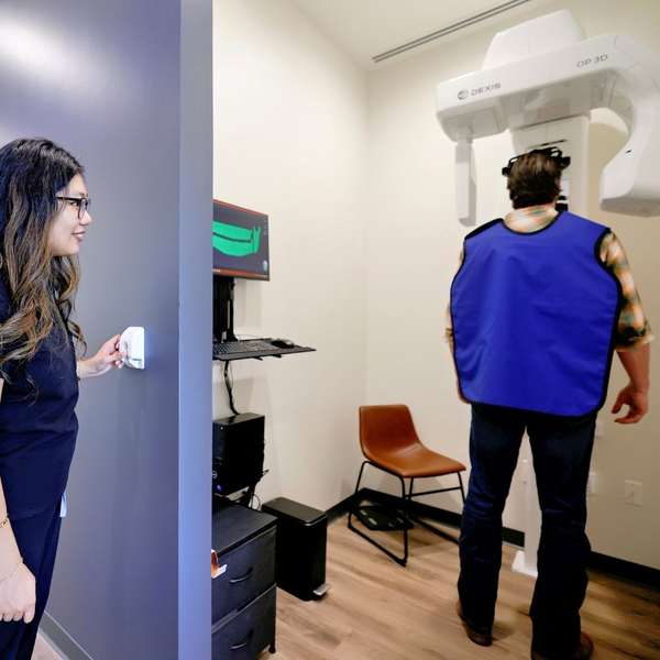 Patient getting a dental X-ray