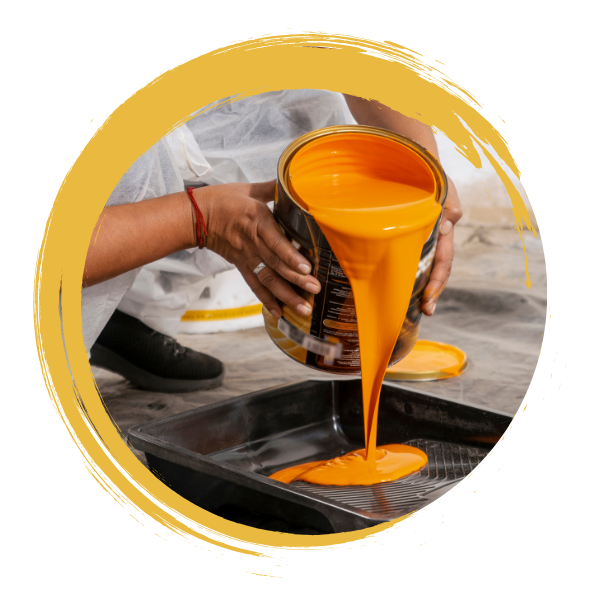 commercial painter pouring paint