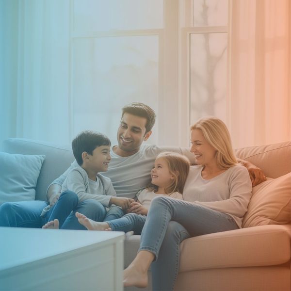 family comfortable in their home