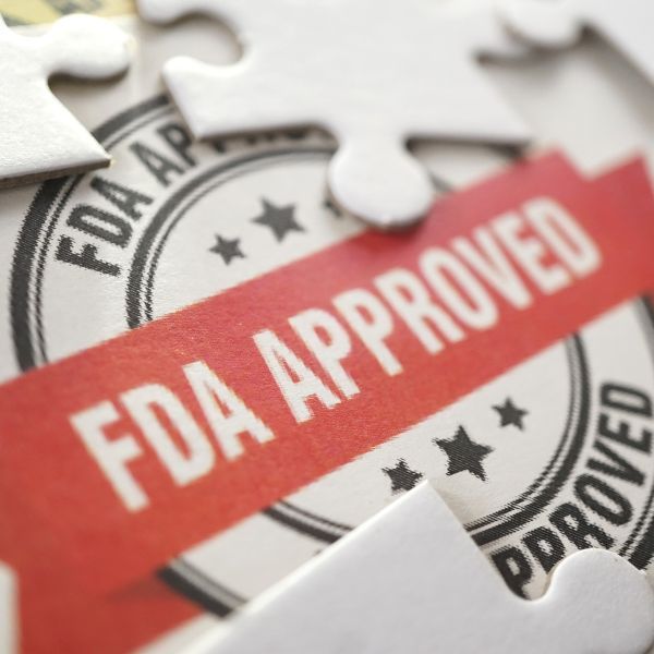 A stamp that says FDA approved