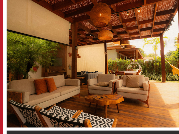 outdoor living area in the backyard