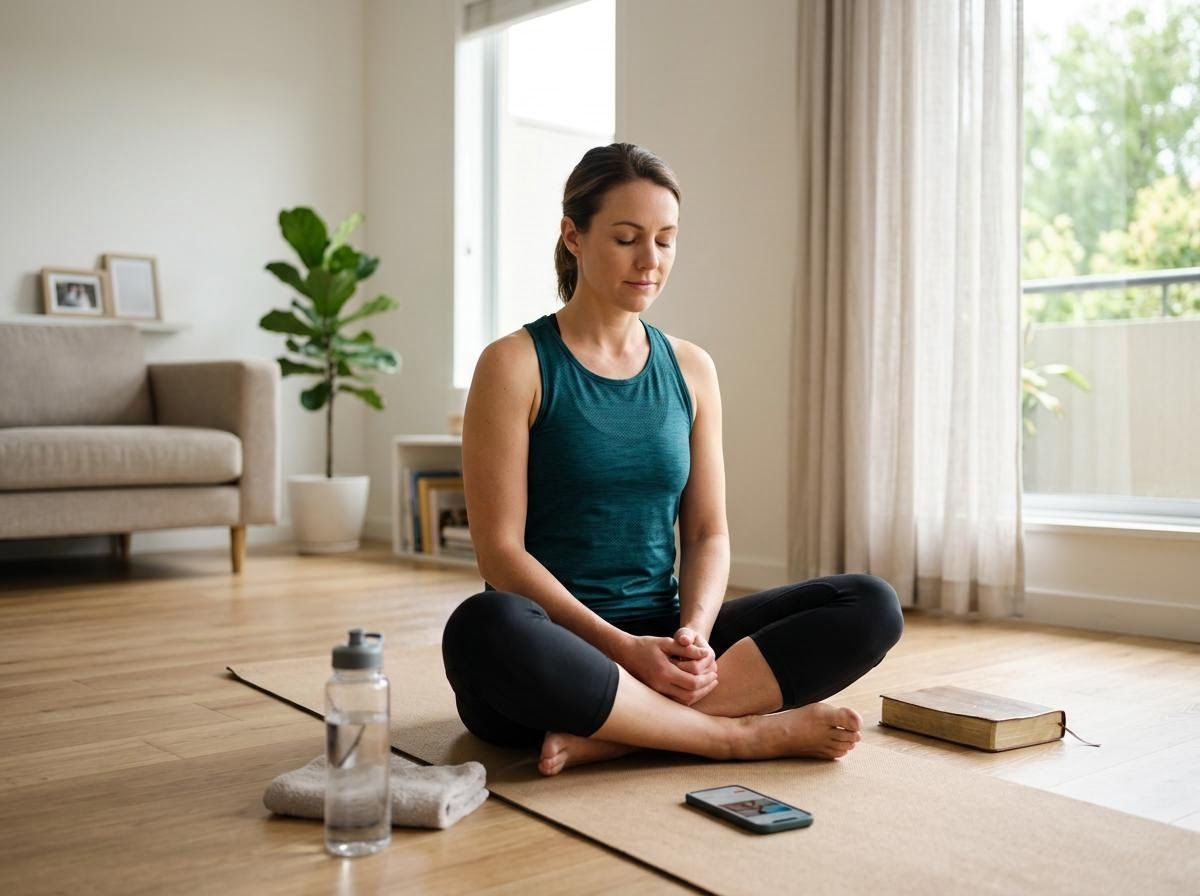 Woman Meditating at Home