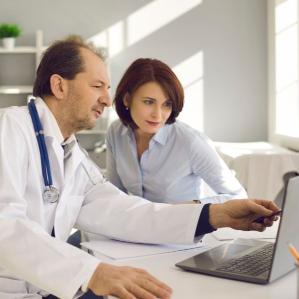 Doctor speaking with a woman