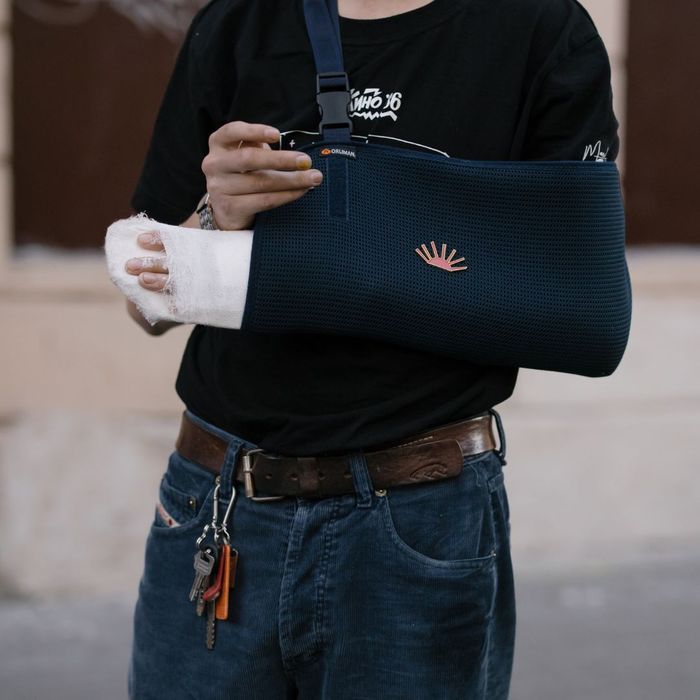 A person with a broken arm