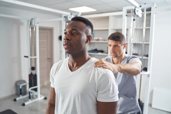 man receiving sports physical