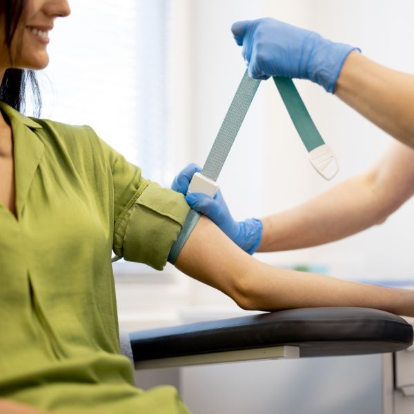 A women getting blood work completed