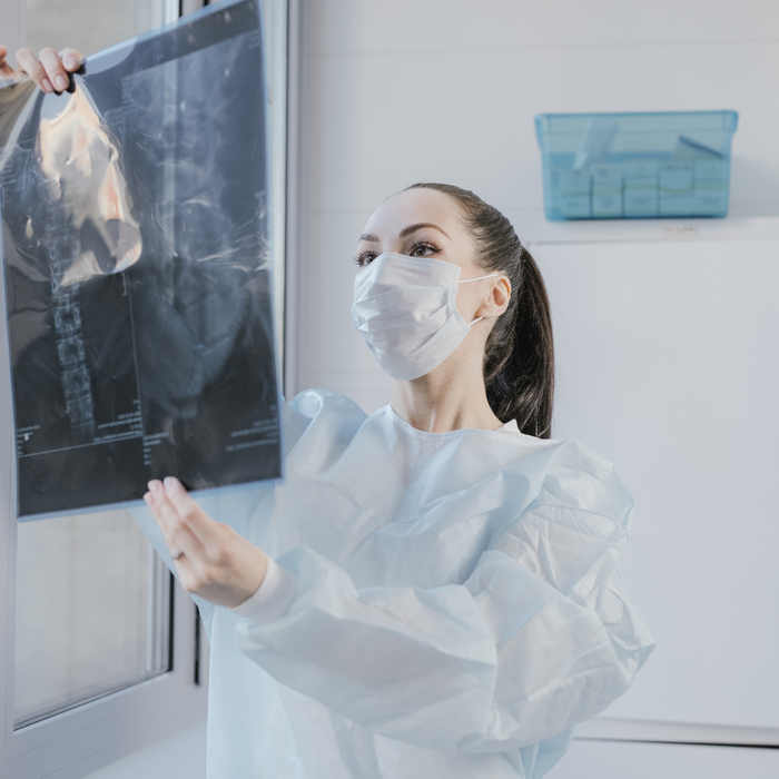 Doctor looking at an x ray