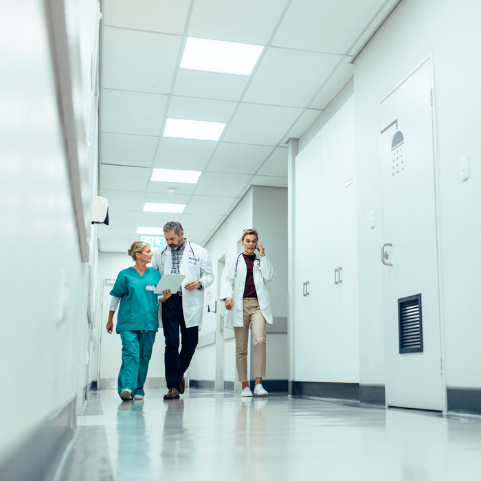 doctors walking down a hallway