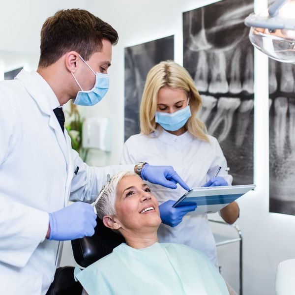 elderly woman at dentist