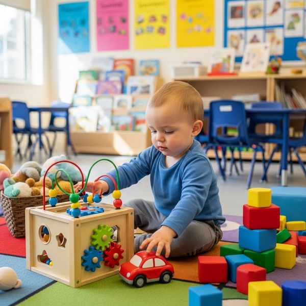 Toddler Exploring Toys at Ivy Prep