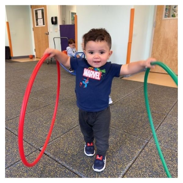 playing with hula hoops 