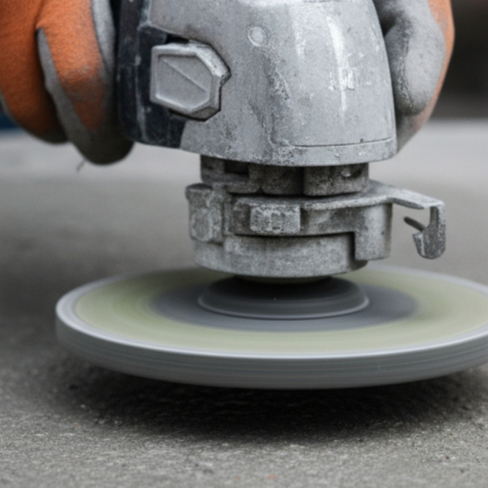 Close-up of concrete grinding process