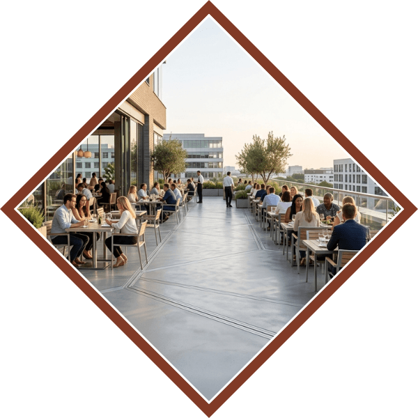 restaurant with concrete deck