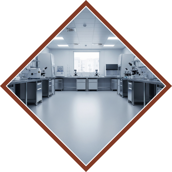 A professional photo of a hospital clean room or lab with a seamless, chemical-resistant concrete floor. Hospitals4.png