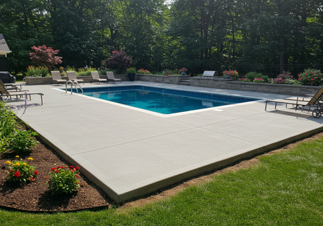 pool deck with a coating