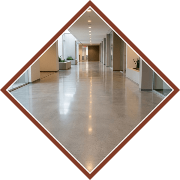 commercial space with polished and stained concrete floors