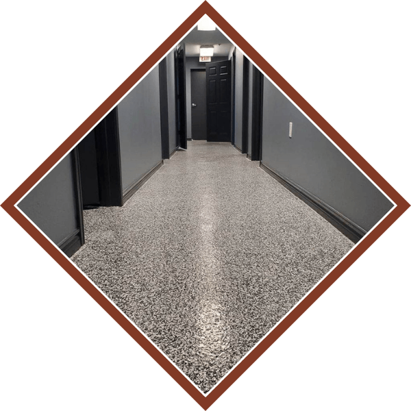 hallway with epoxy flooring