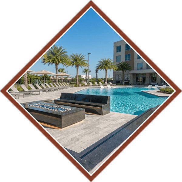 custom concrete pool deck at a Houston resort
