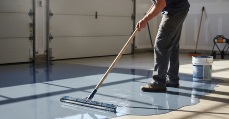 concrete contractor applying a protective floor coating concrete contractor applying a protective floor coating